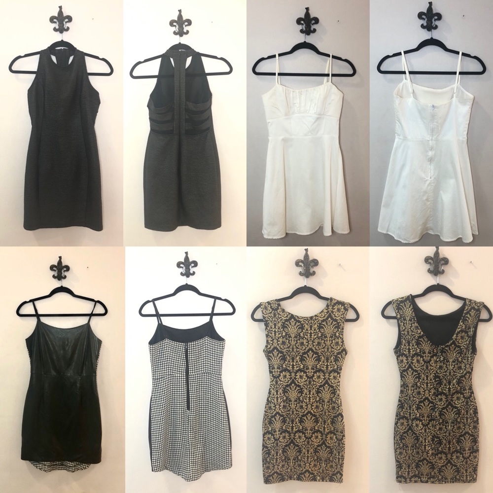 4 MINI DRESS BUNDLE Sz S faux leather gingham